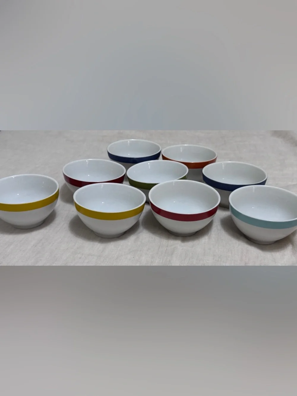 Set of 10 Multicolored Crate and Barrel 4” Bowls
